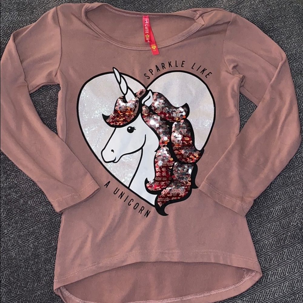 Little Girls Unicorn Sequin Shirt